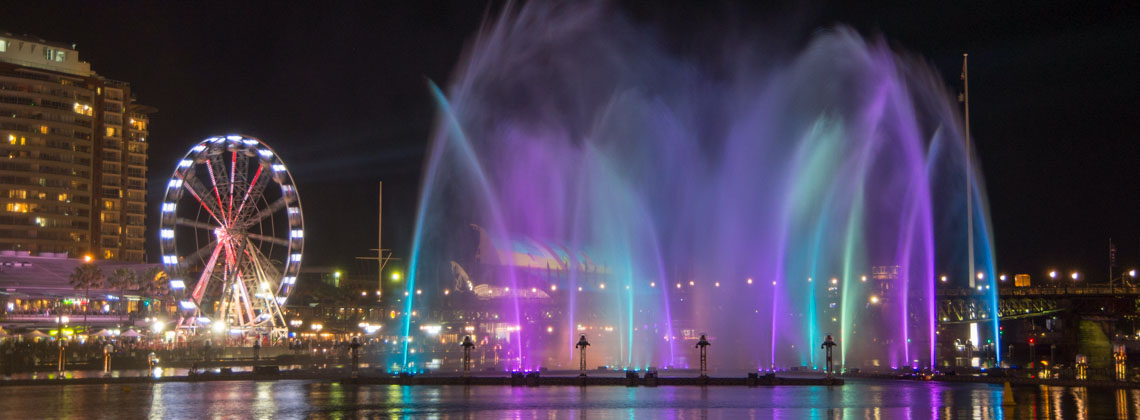 Der Darling Harbour beim VIVID Lichterfestival 2017