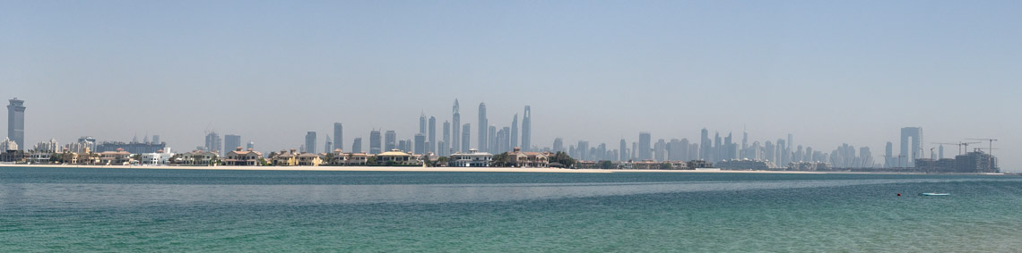 Der Blick in Richtung Dubai Marina über die Palmeninsel