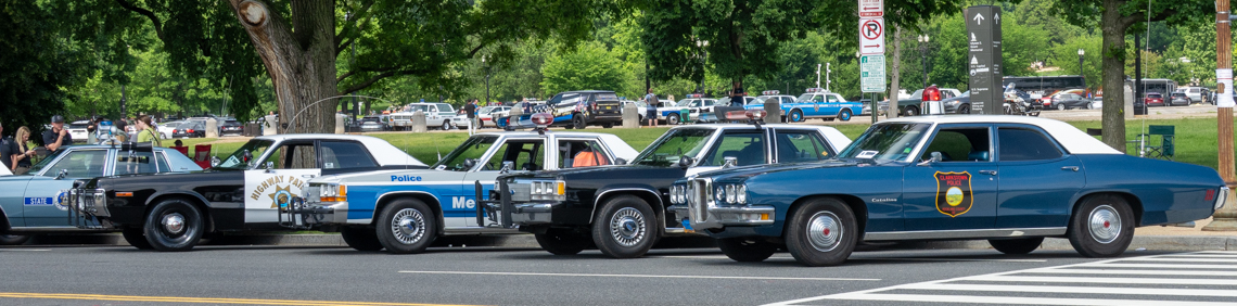 Police cars in front of the Capitol