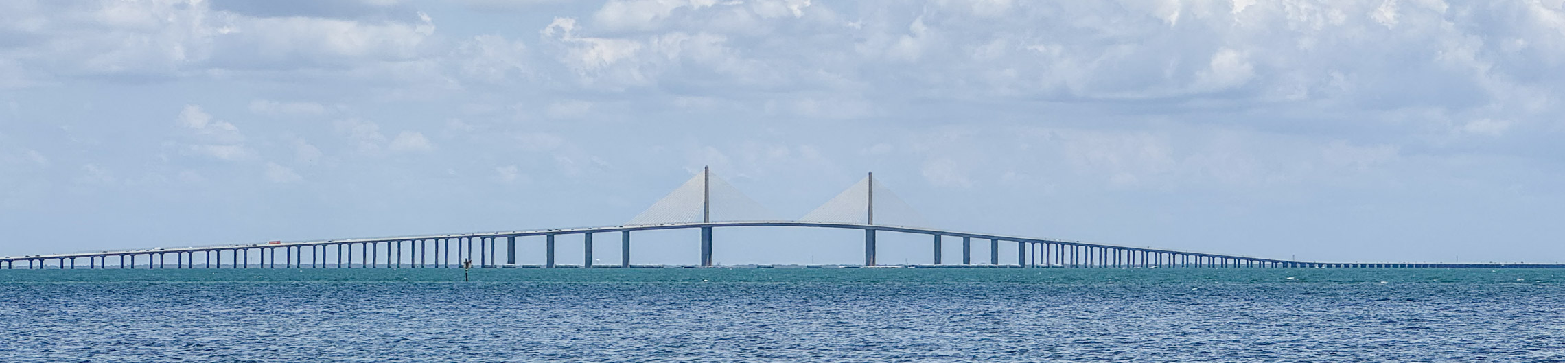 The view from Fort De Soto Park towards the Sunshine Skyway Bridge