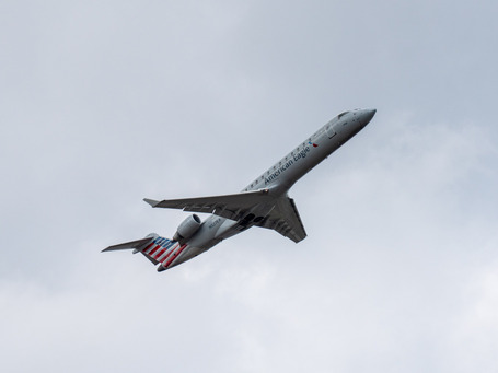 An airplane during takeoff