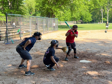 Baseball players in Central Park