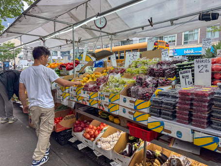The inexpensive fruit at a street stand in NYC