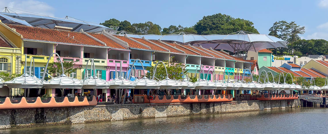 The colorful houses at Clarke Quay in Singapore.