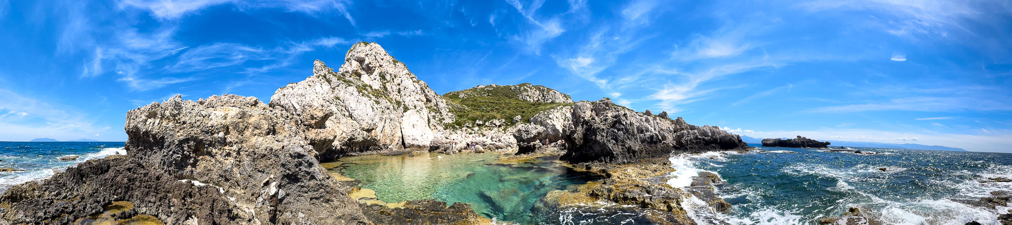 The natural pool in Milazzo from the water side