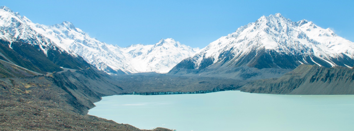 Der Tasman Gletscher am Fuße des Mount Cook