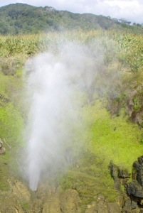 Ein Blowhole an den Pencacke Rocks in Aktion