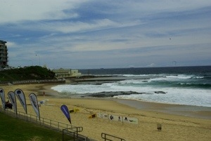Der Strand vor dem YHA Hostel in Newcastle