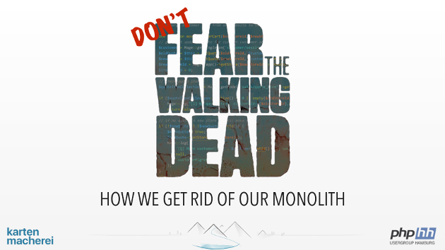 First slide of presentation with big letters Don't fear the walking dead