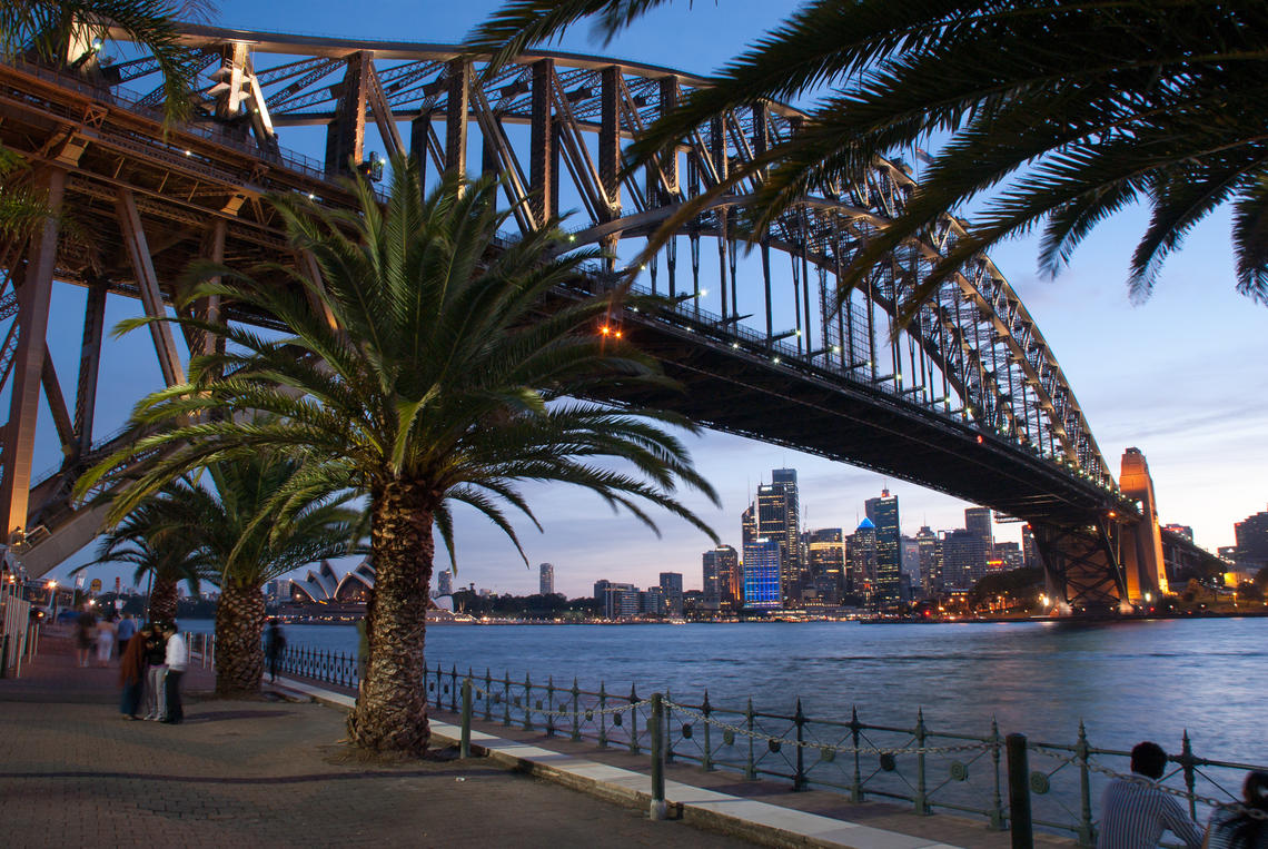 Sydney Harbour Bridge and Opera at sunset