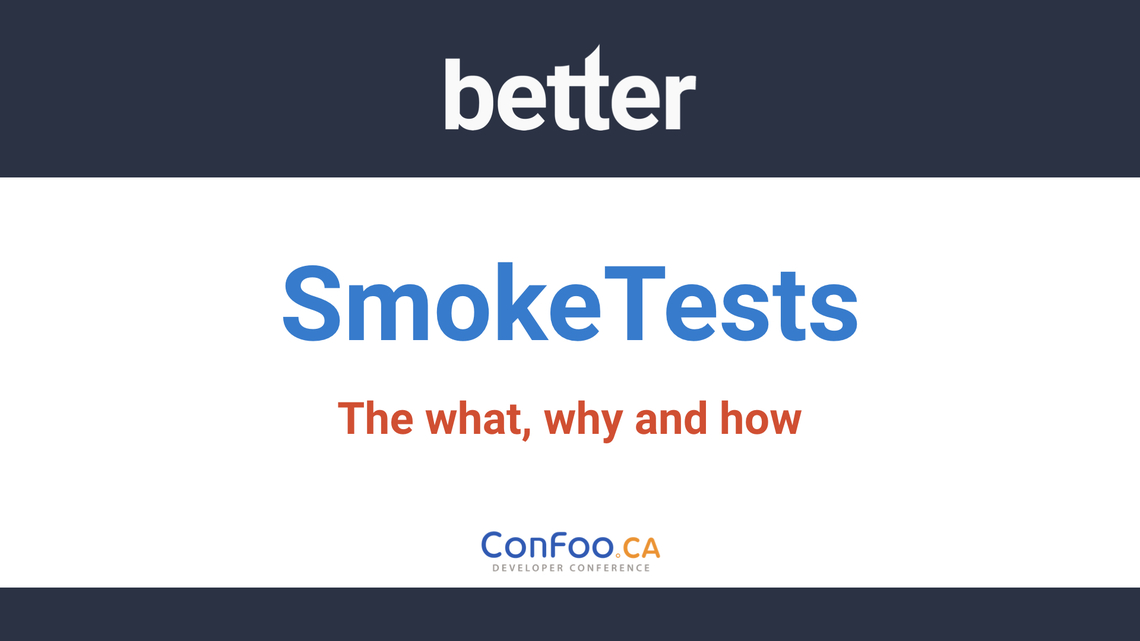 First slide of Sebastian Thoss talk SmokeTests - The what, why and how